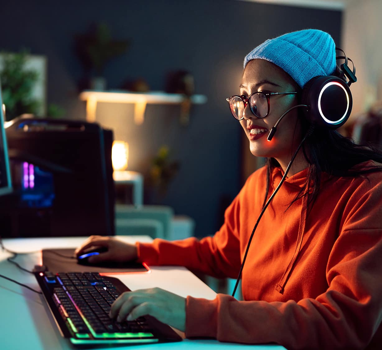 Woman using computer