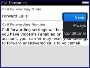 call forwarding option in blackberry